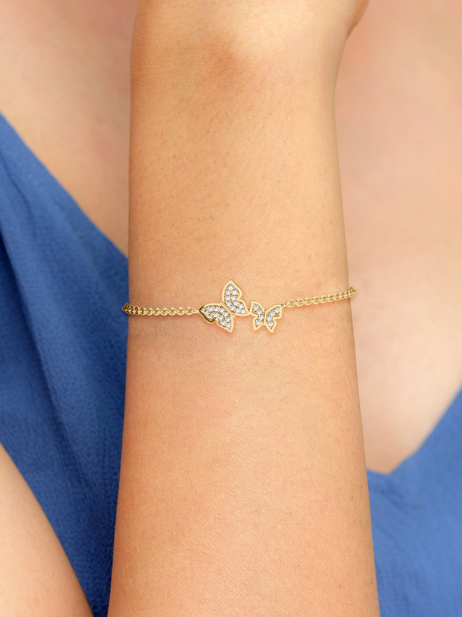 Butterfly Design Gold Bracelet for Women with lab grown diamond model image