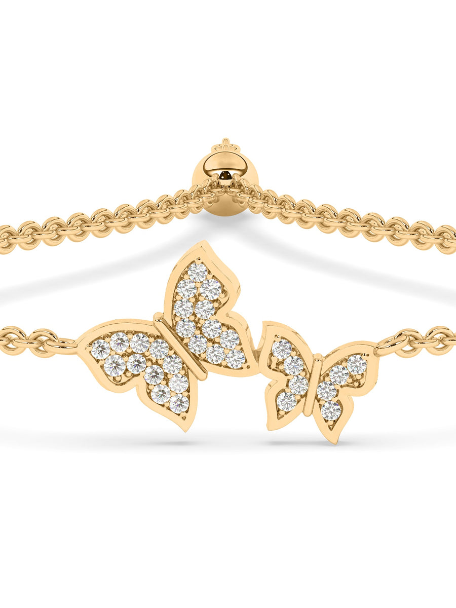 Butterfly Design Gold Bracelet for Women with lab grown diamond