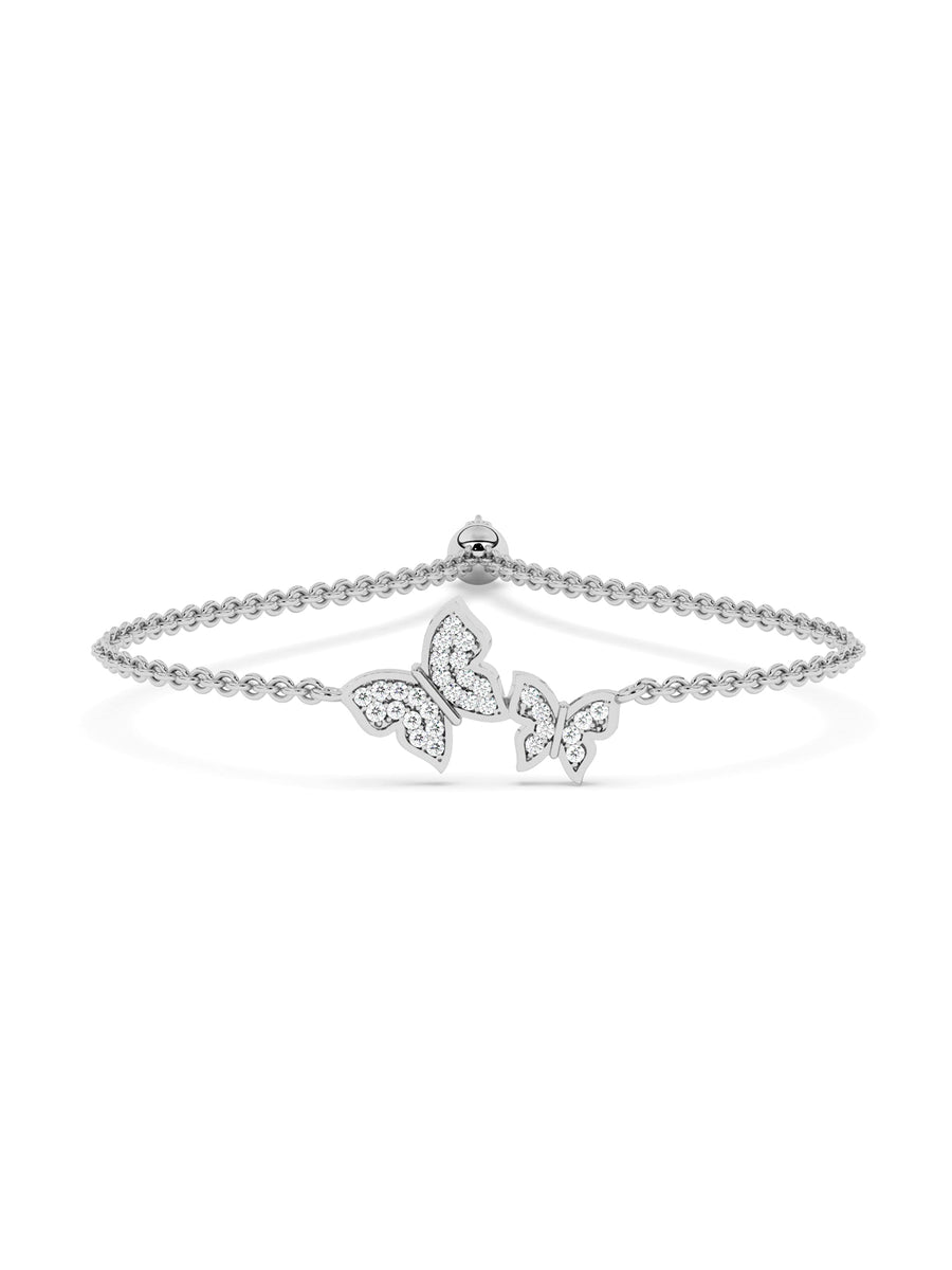 Butterfly Design White Gold Bracelet for Women with lab grown diamond 