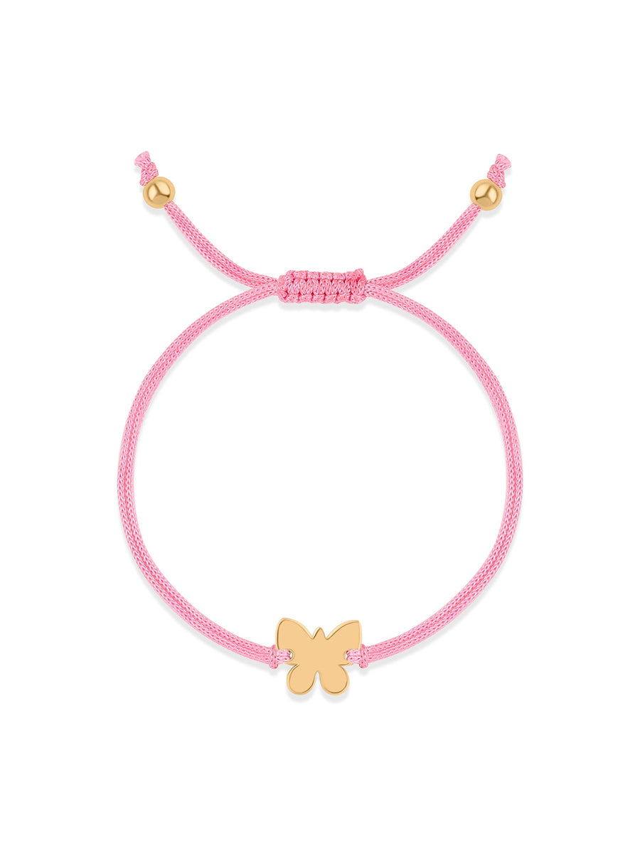 Graceful Yellow Gold Butterfly Adjustable Bracelet