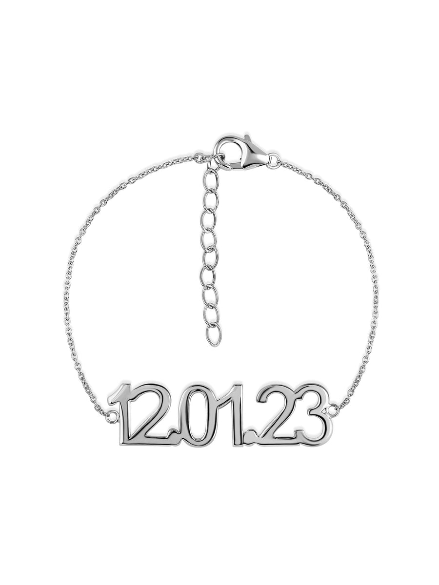 Customisable Date Bracelet In Silver