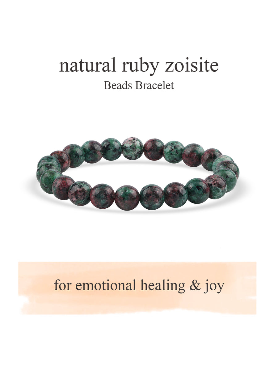 Natural Ruby Zoisite Beads Bracelet For Emotional Healing