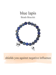 Lapis Beads Charm Bracelet For Inner Power