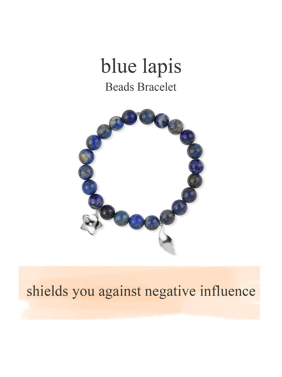 Lapis Beads Charm Bracelet For Inner Power