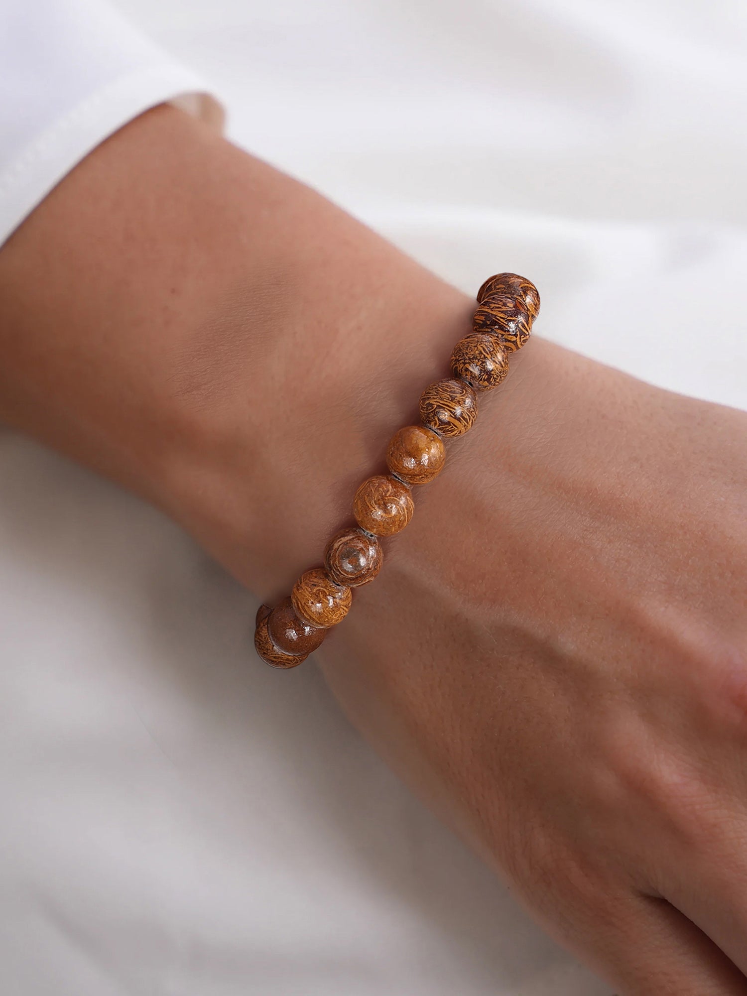 Grey Jasper Beads Unisex Bracelet For Serenity