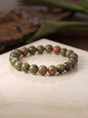 Epidotized Granite Beads Bracelet For Growth
