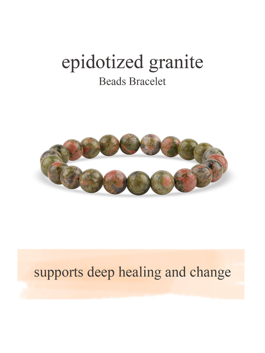 Epidotized Granite Beads Bracelet For Growth