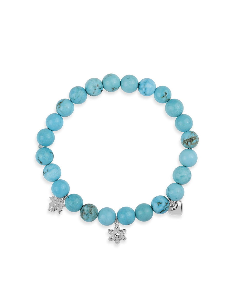 Blue Turquoise Beads Charm Bracelet For Anxiety