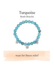 Blue Turquoise Beads Charm Bracelet For Anxiety