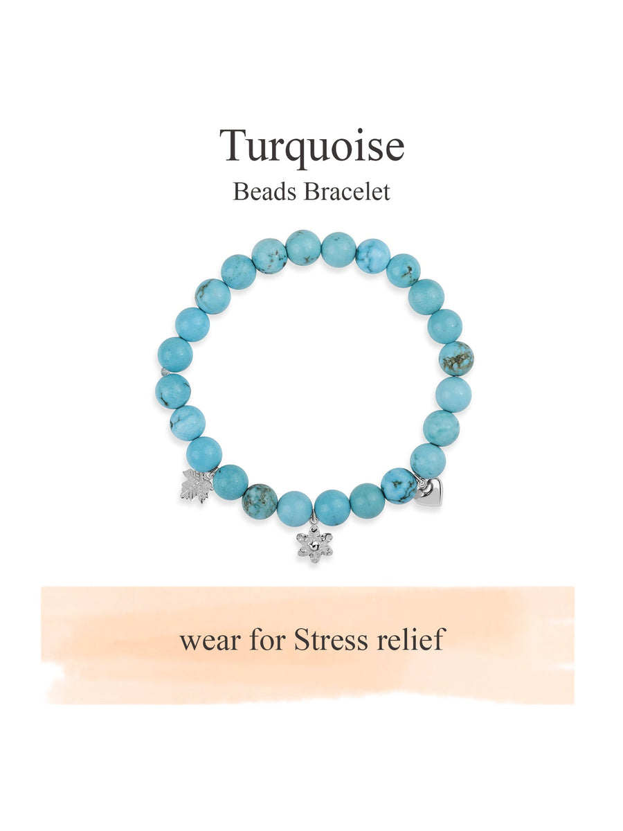 Blue Turquoise Beads Charm Bracelet For Anxiety
