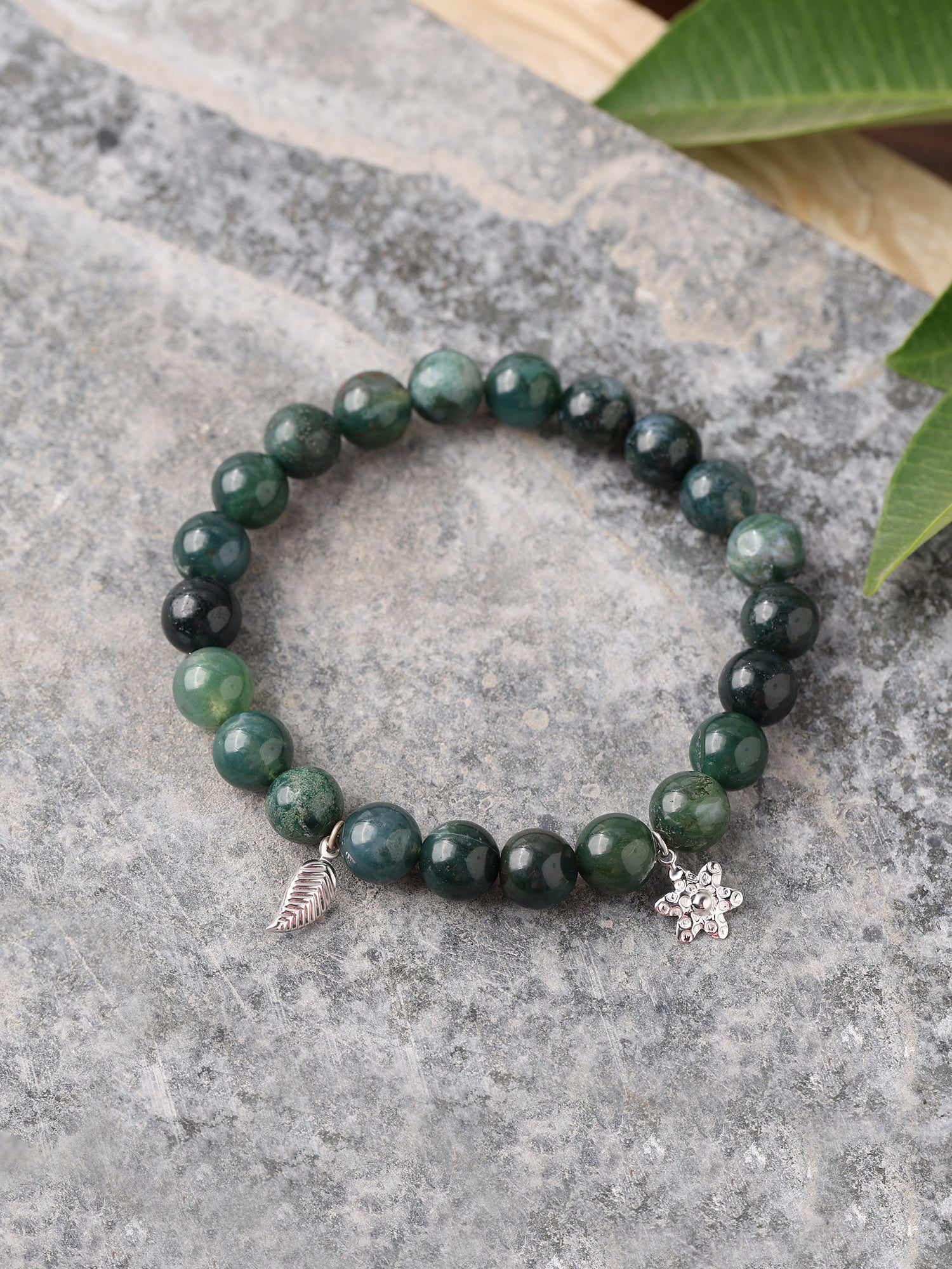 Moss Agate With Charms