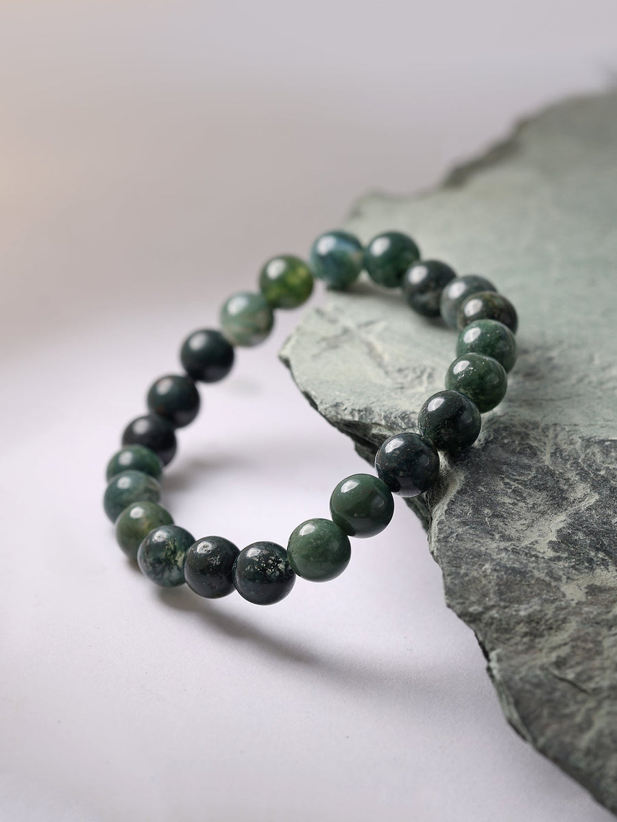 Moss Agate Beads Bracelet