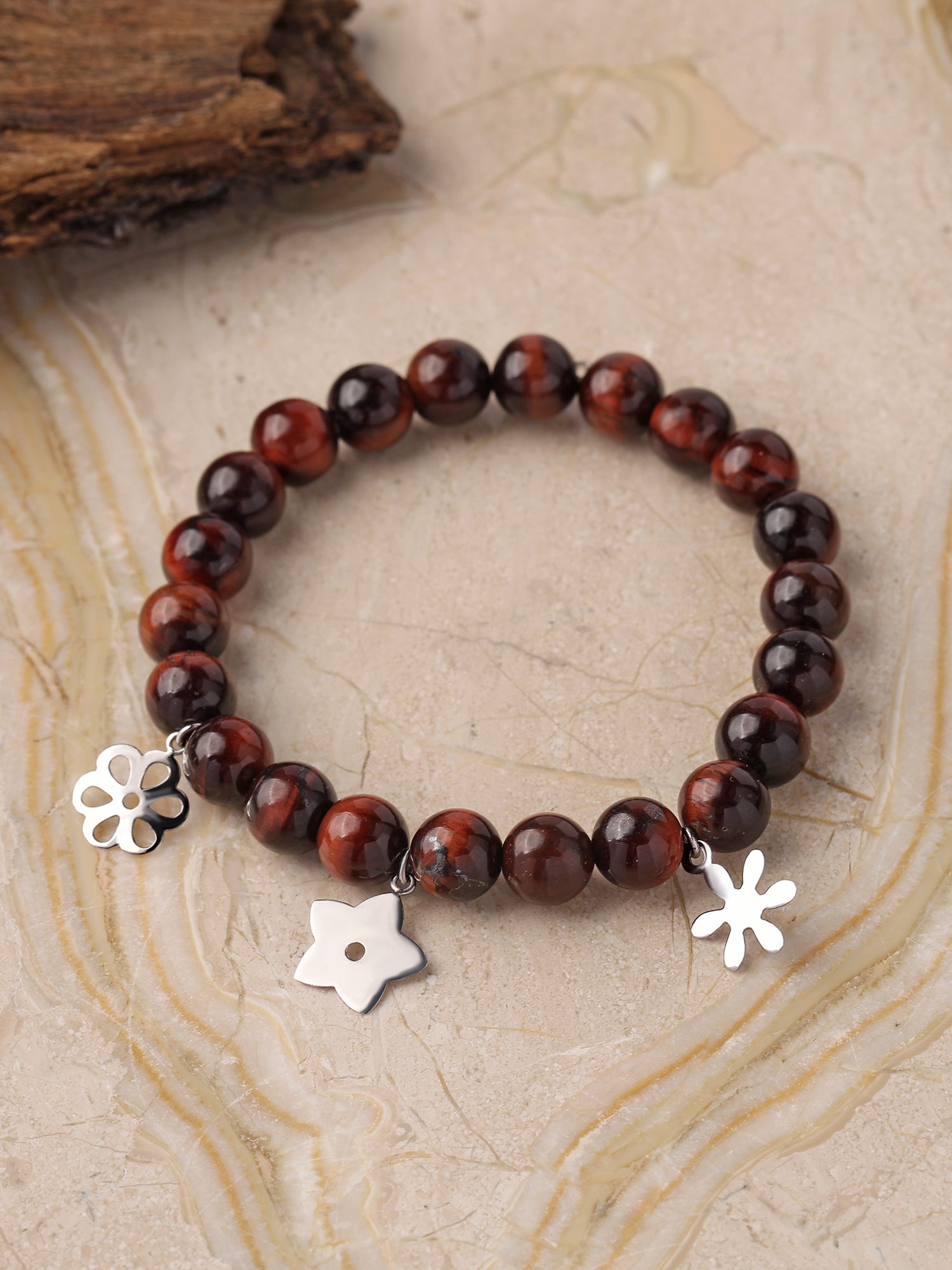 Red Tiger Eye Beads Bracelet For Stability
