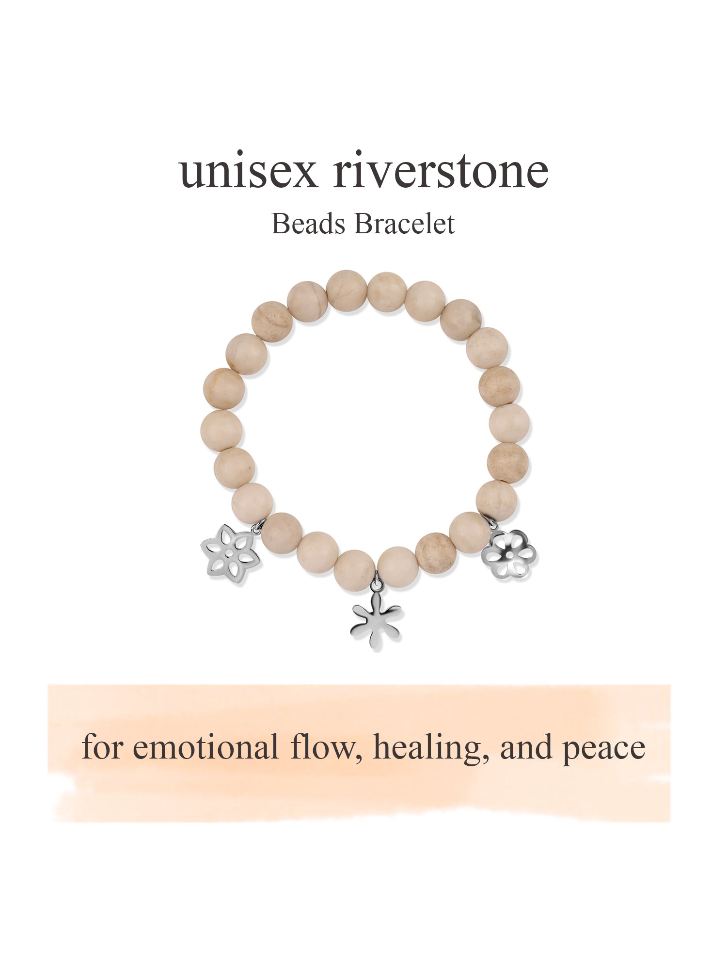 Calming Riverstone Beads Charm Bracelet