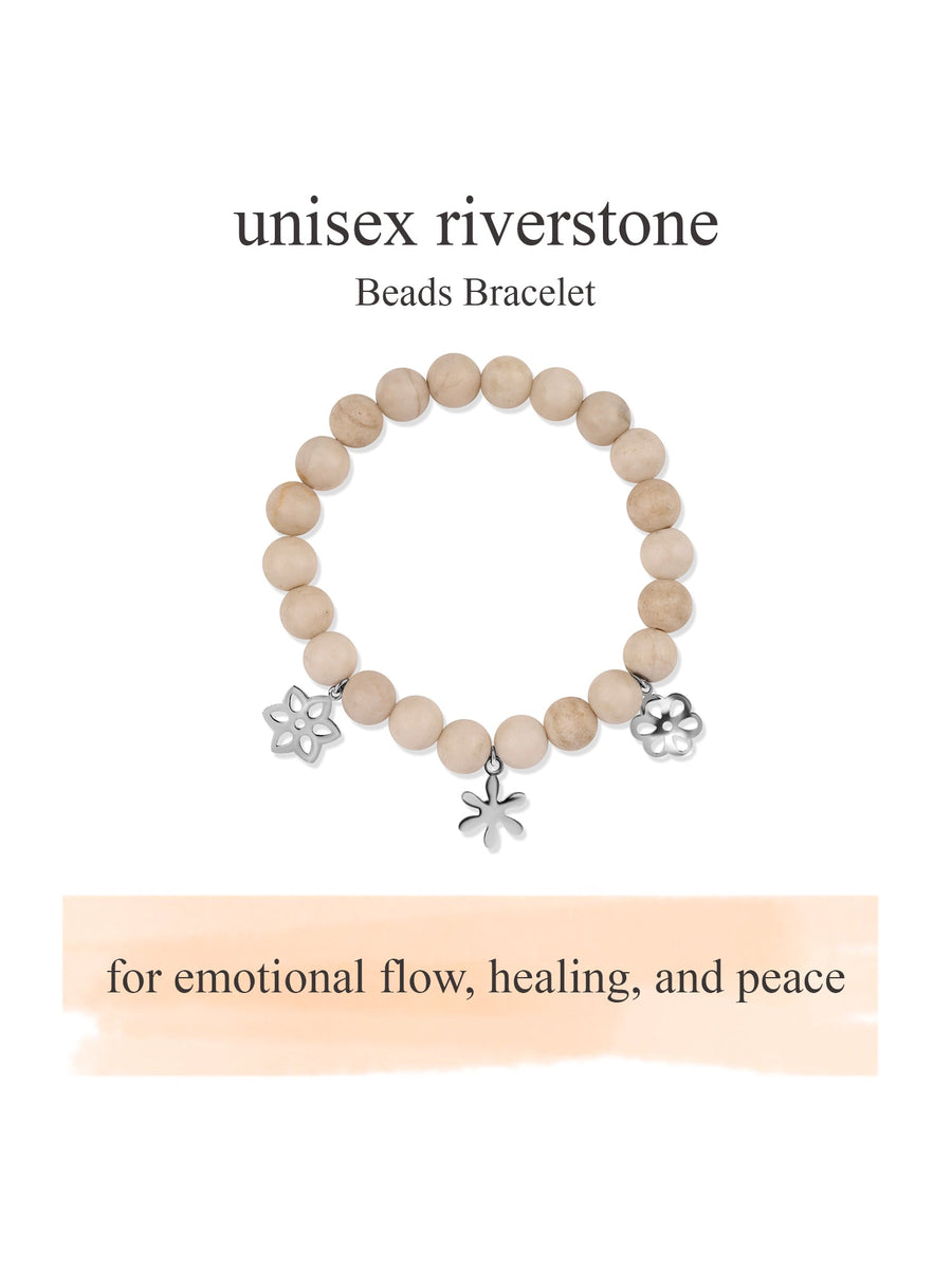 Calming Riverstone Beads Charm Bracelet