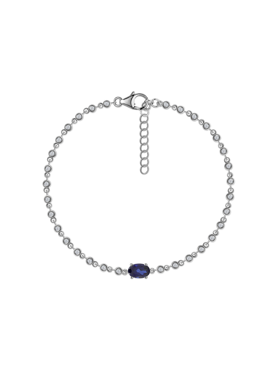 Natural Blue Sapphire Gold Link Bracelet