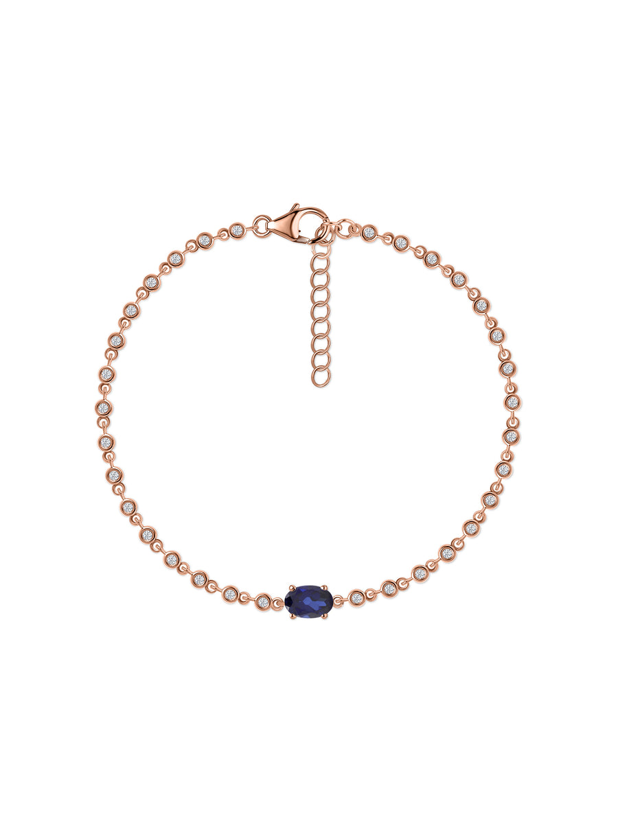 Natural Blue Sapphire Gold Link Bracelet
