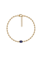 Natural Blue Sapphire Gold Link Bracelet