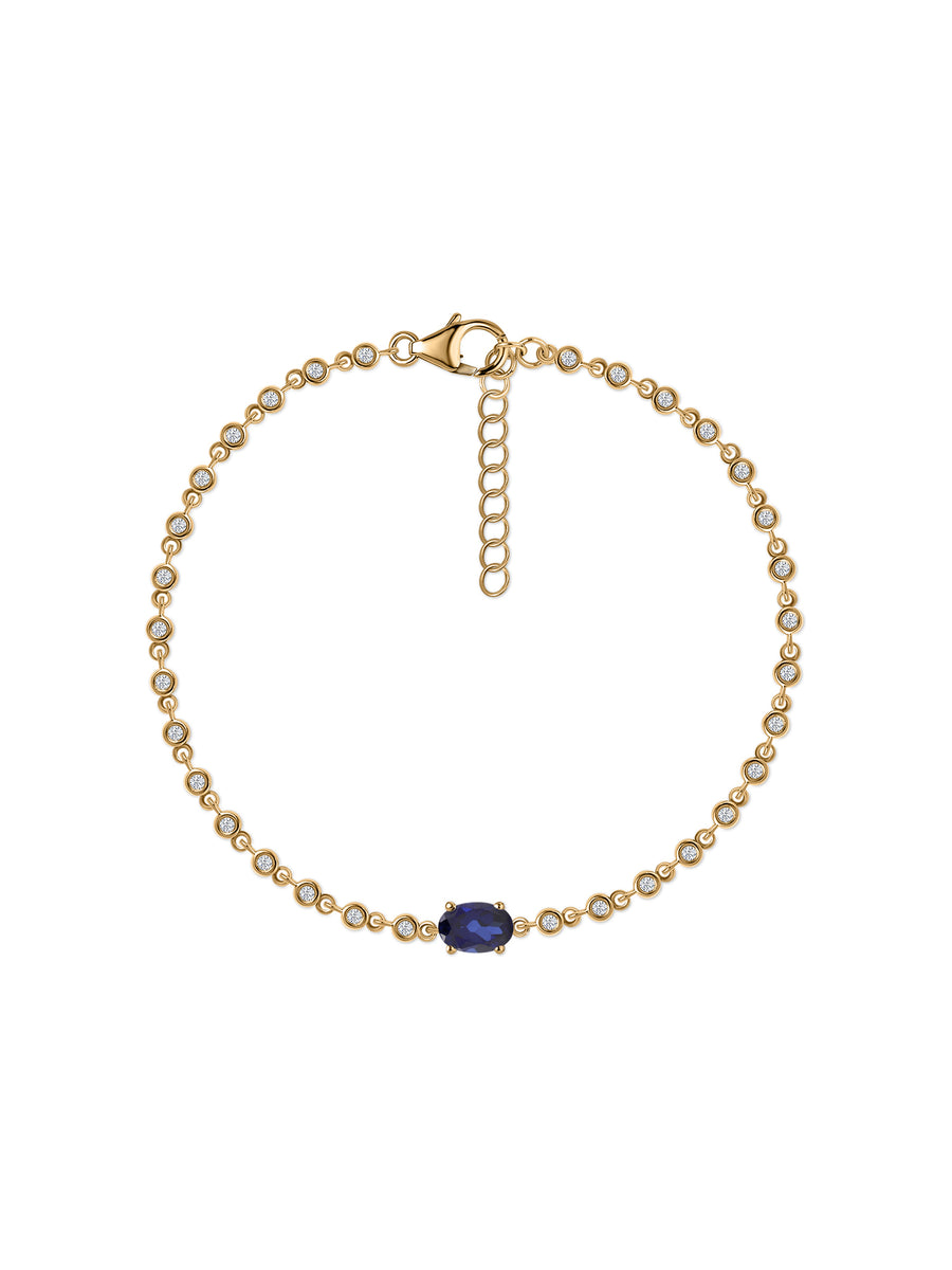 Natural Blue Sapphire Gold Link Bracelet