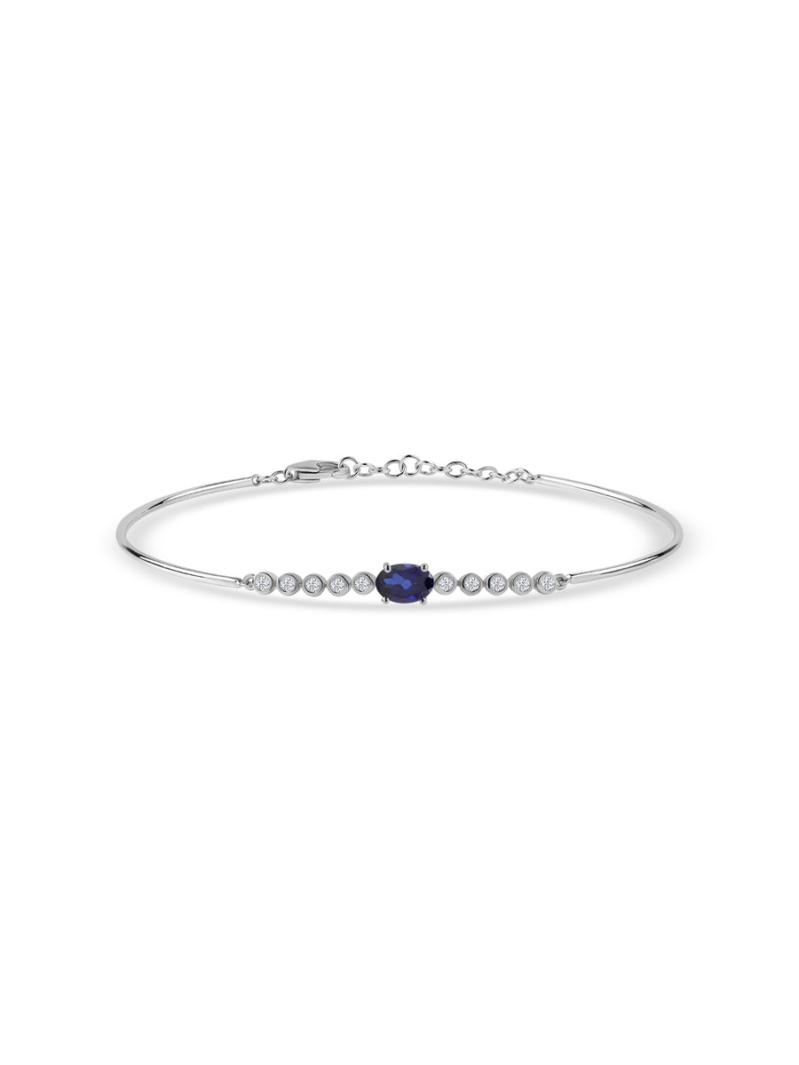 Natural Blue Sapphire Gold Bracelet with Lab-Grown Diamonds