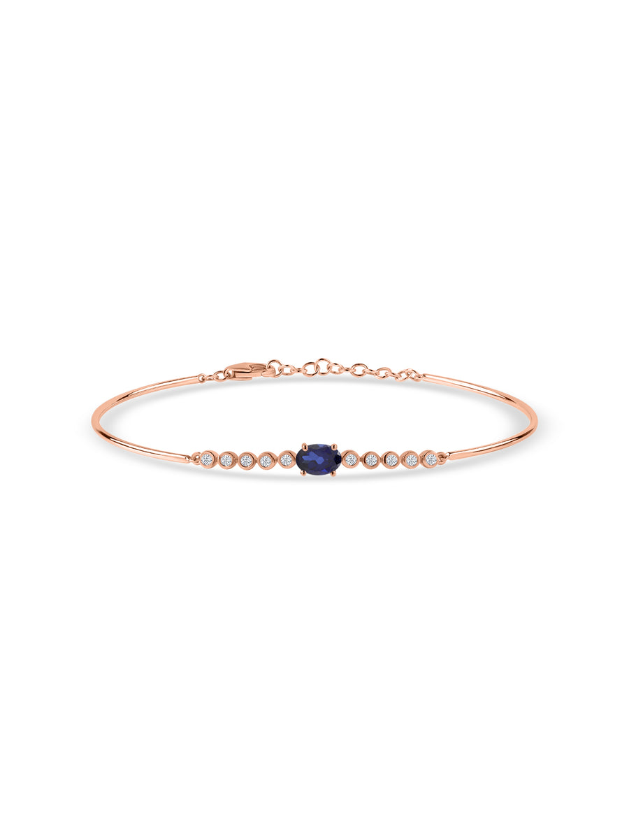 Natural Blue Sapphire Gold Bracelet with Lab-Grown Diamonds