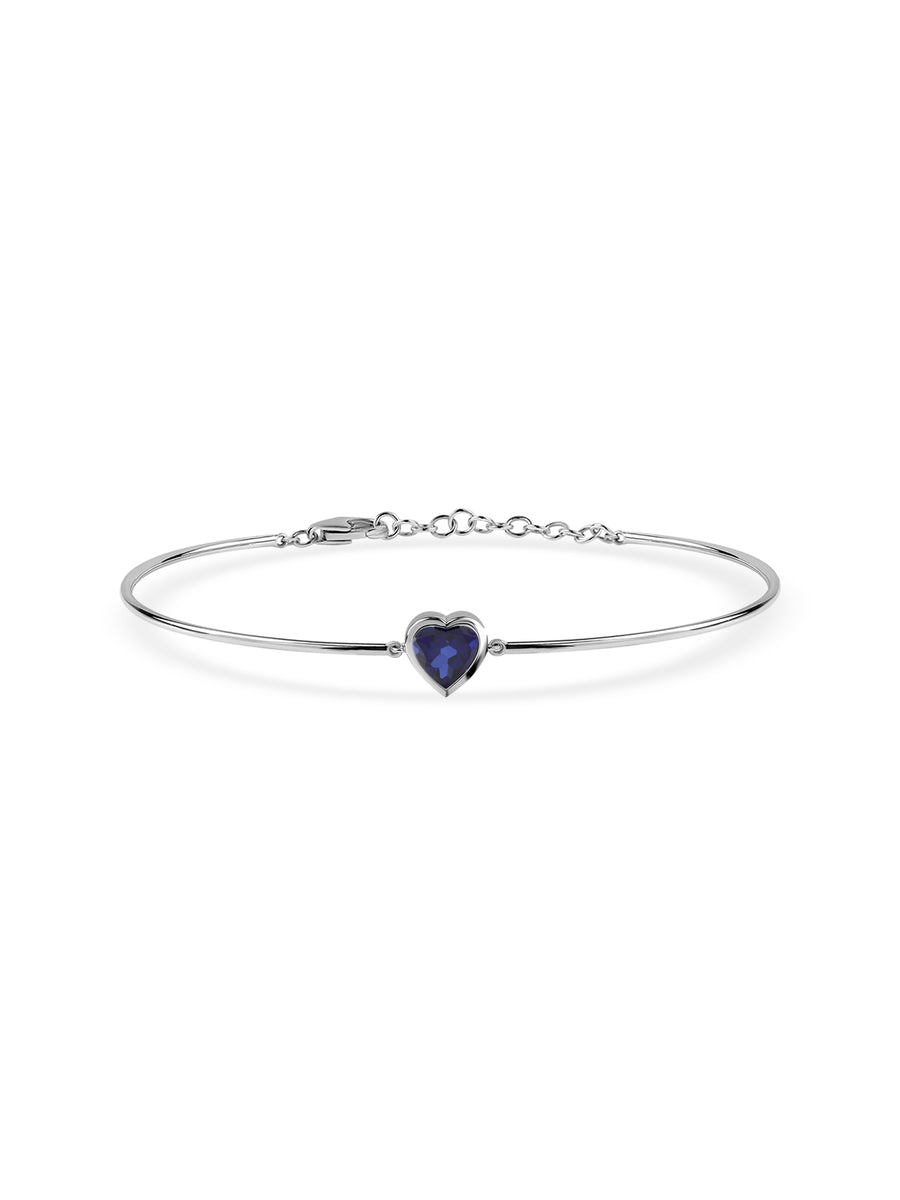Natural Blue Sapphire Heart Gold Bracelet