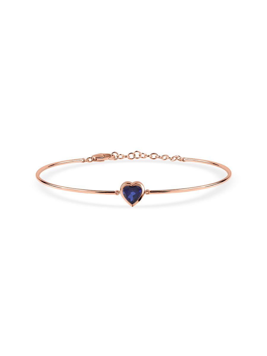 Natural Blue Sapphire Heart Gold Bracelet