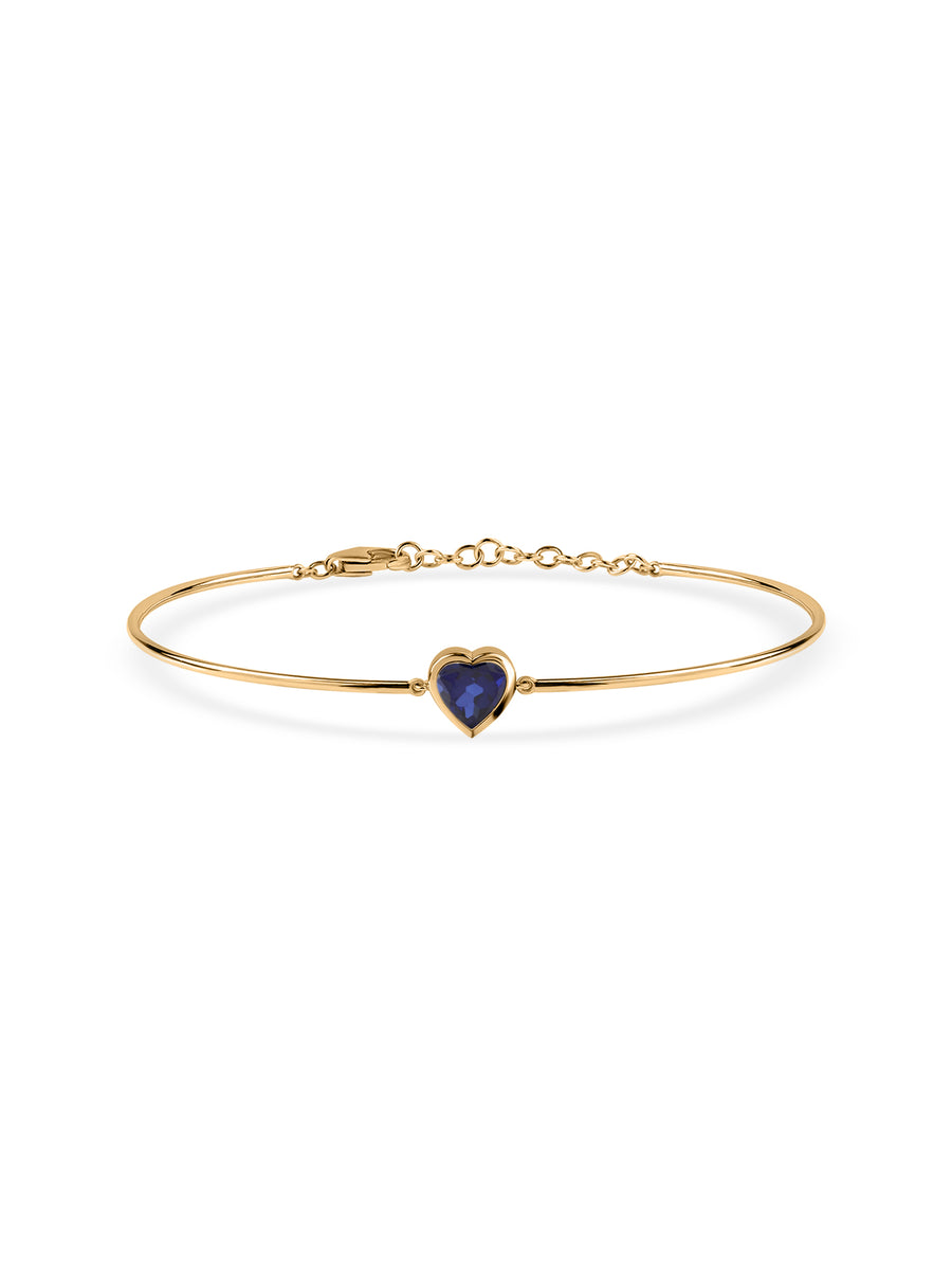 Natural Blue Sapphire Heart Gold Bracelet