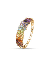 Natural Multi-Gemstone Silver Bangle