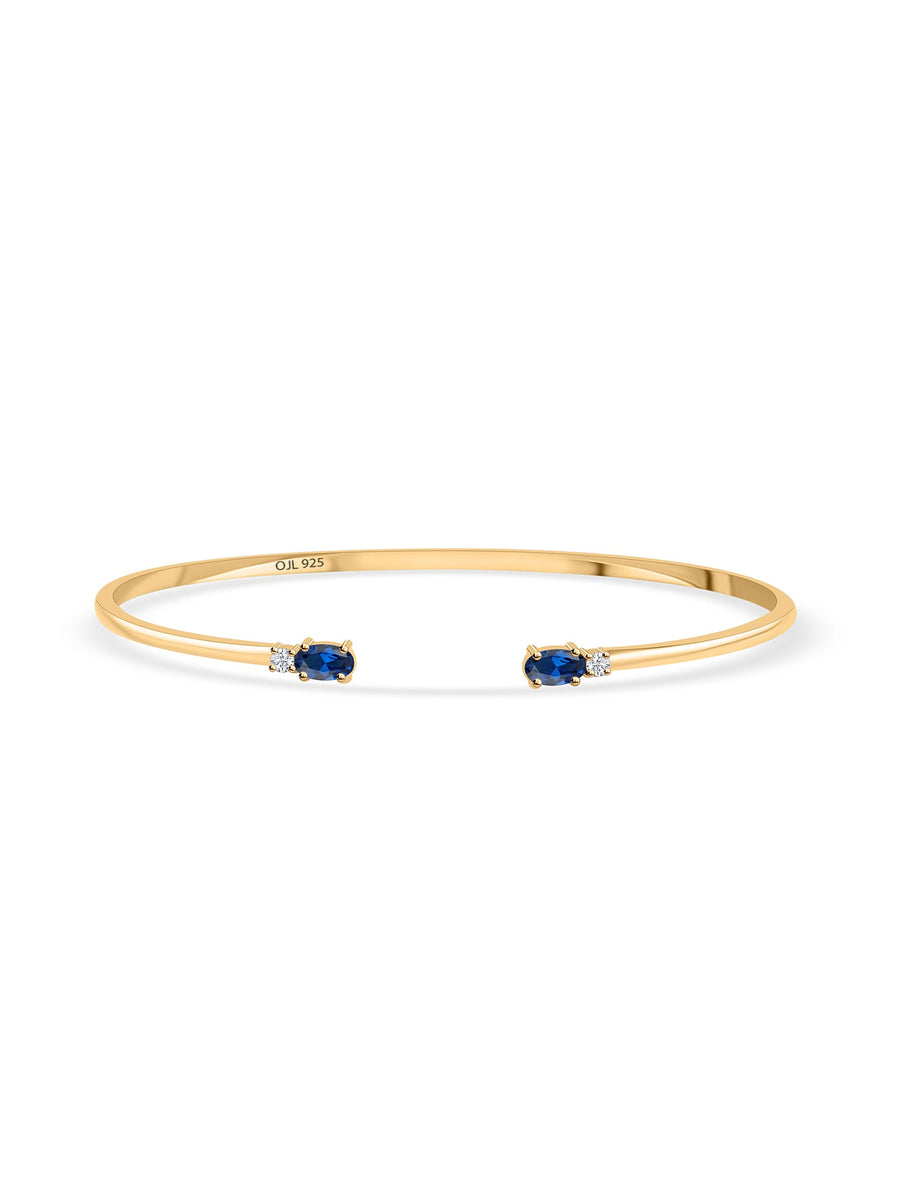 Blue Sapphire Golden Bangle For Women-3