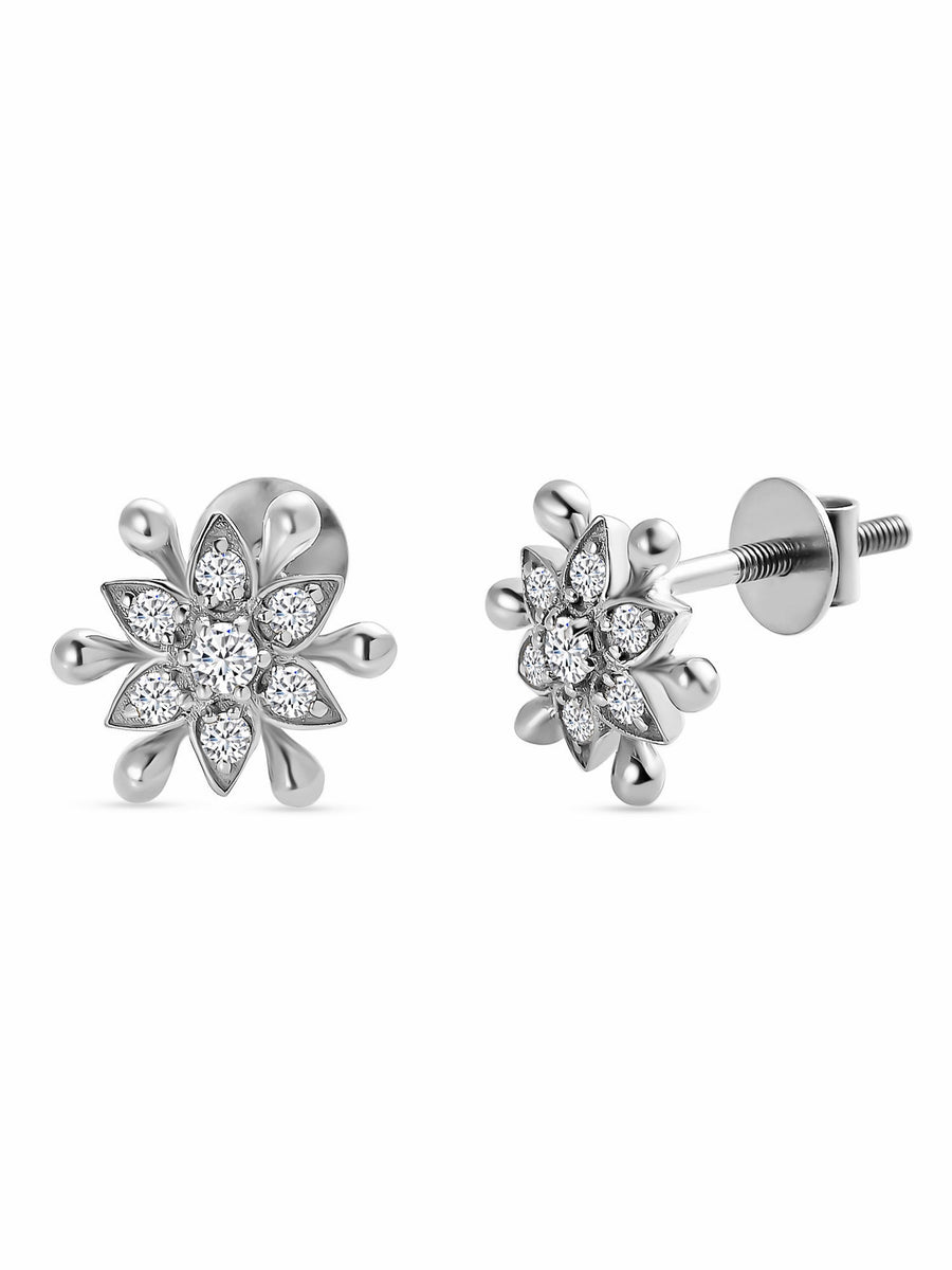Lab Grown Diamond Flower Stud Earring For Women