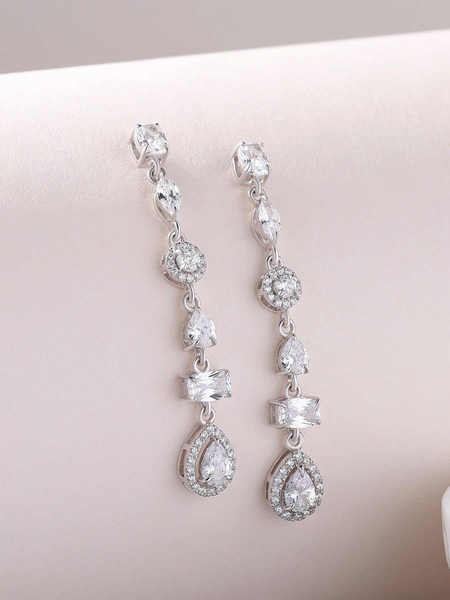Glam Long Diamond Look Earrings