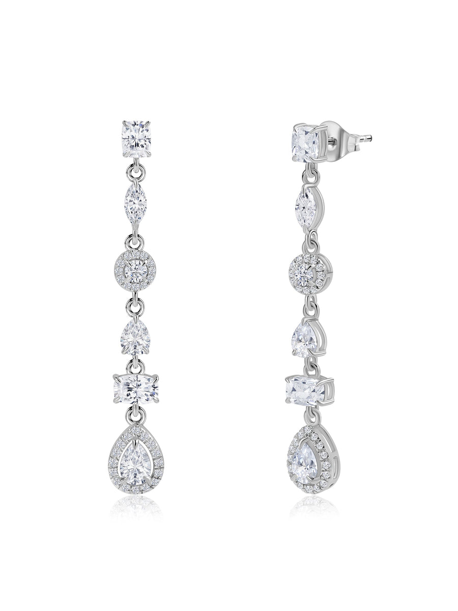 Glam Long Diamond Look Earrings