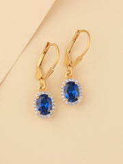 Blue Sapphire Dangle Earrings with Lever Back