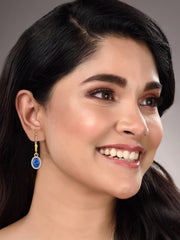 Blue Sapphire Dangle Earrings with Lever Back