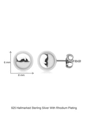 6 MM Silver Ball Stud Earrings-3