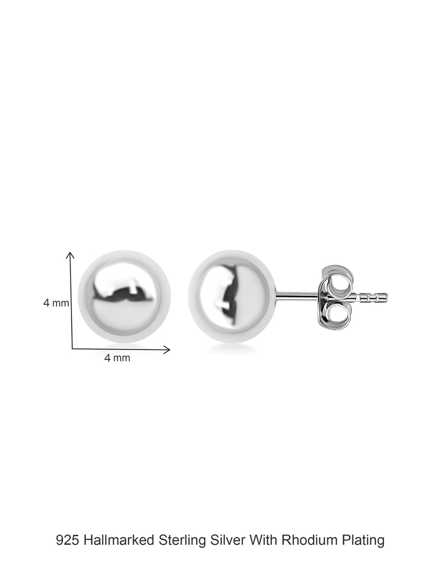 4 MM Silver Ball Stud Earrings-4
