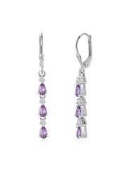 Amethyst Silver Dangle Earrings For Women