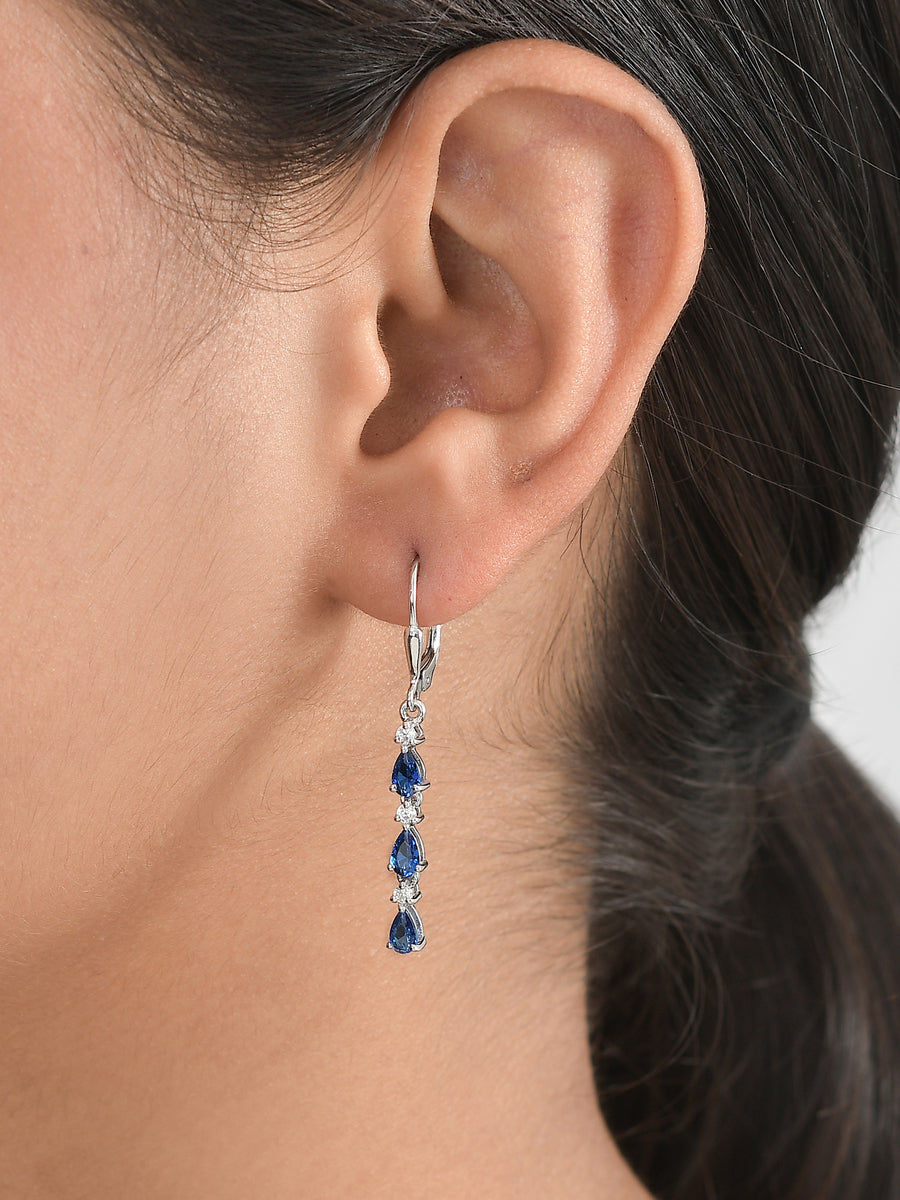 Sapphire Linear Dangler Earrings For Women