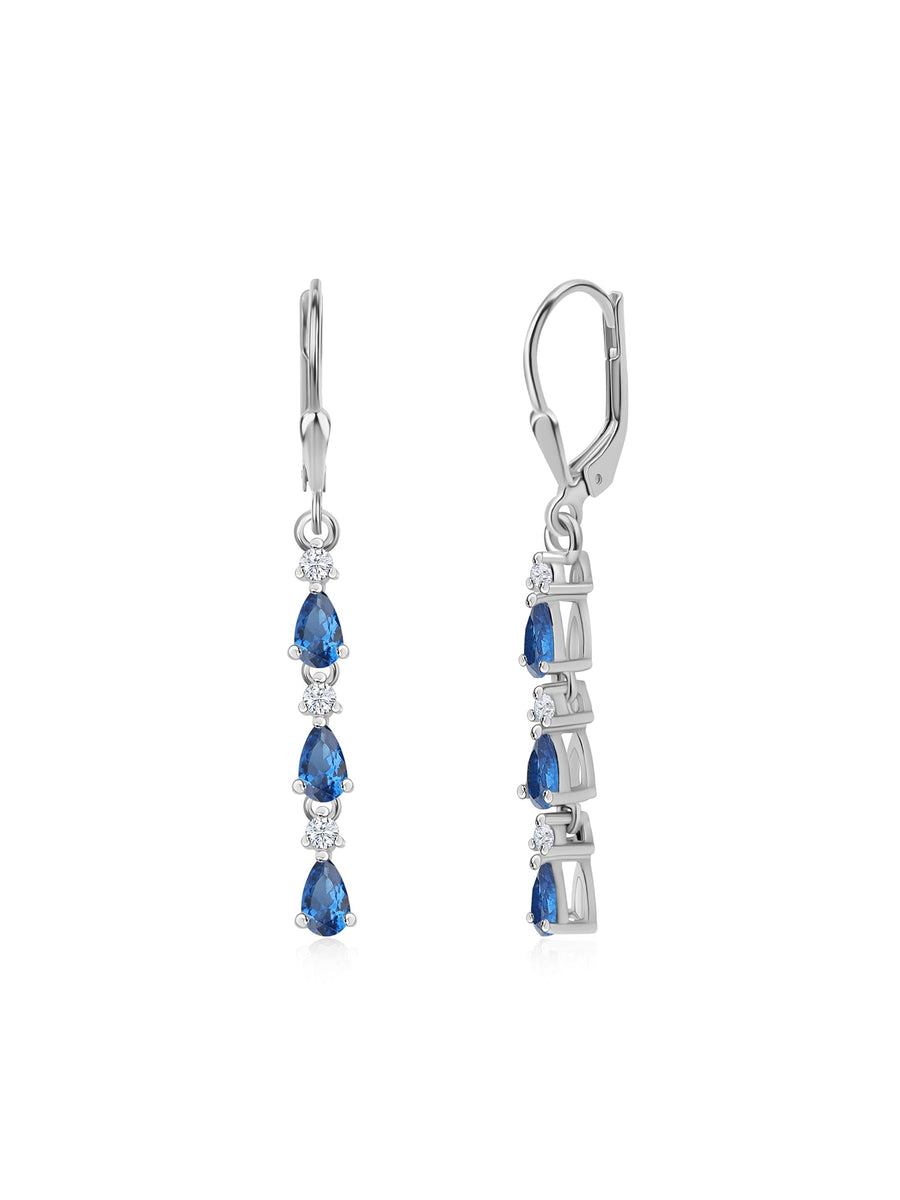 Sapphire Linear Dangler Earrings For Women