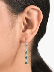 Emerald Linear Dangler Earrings For Women