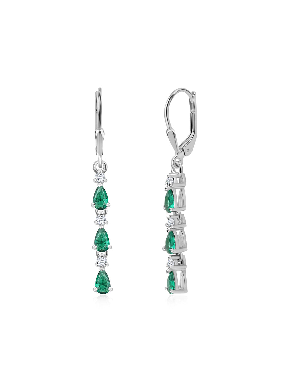 Emerald Linear Dangler Earrings For Women