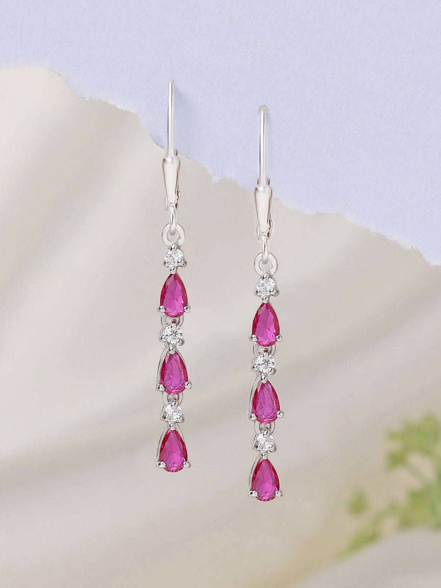 Ruby Linear Dangler Earrings For Women
