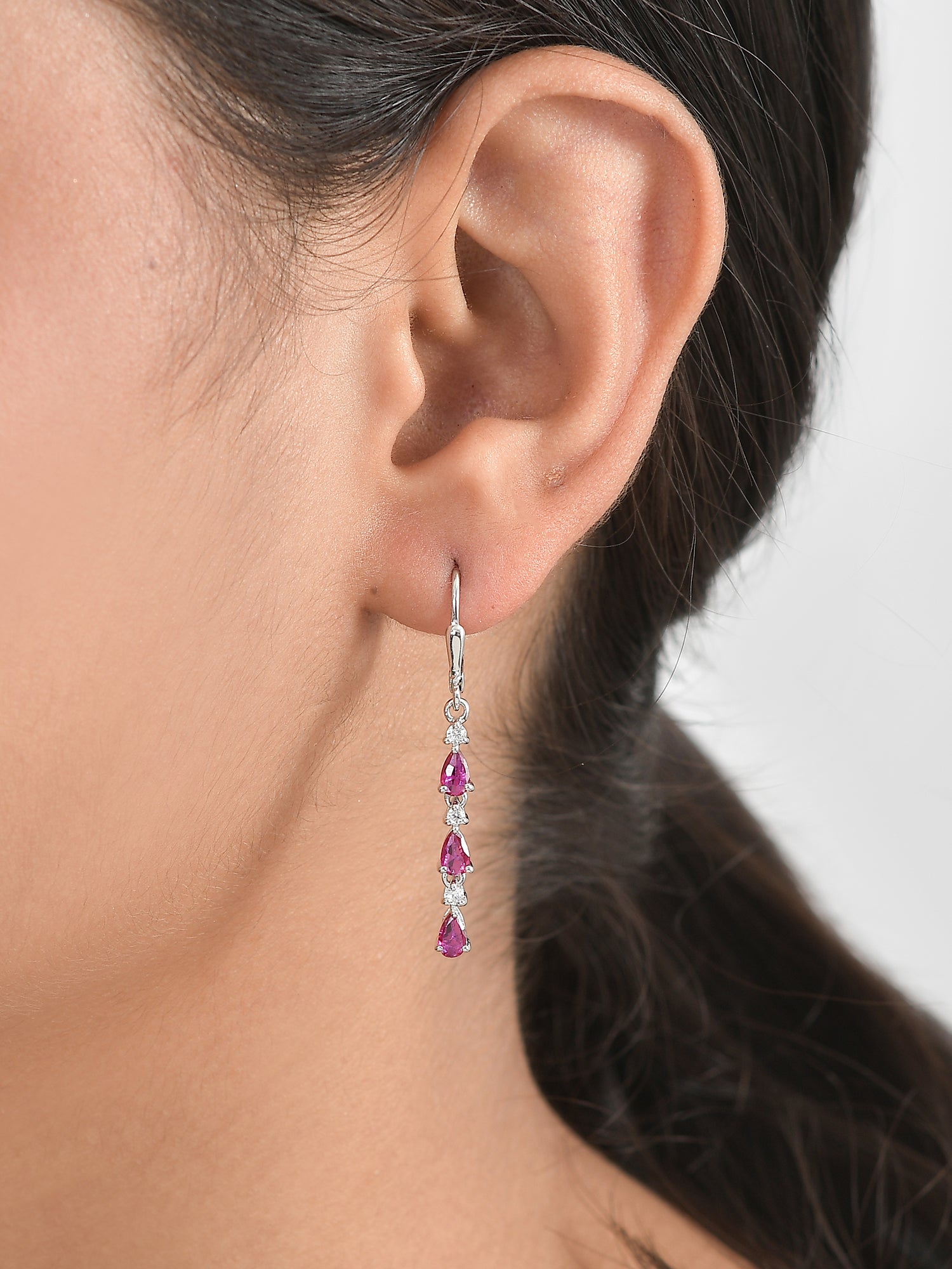 Ruby Linear Dangler Earrings For Women