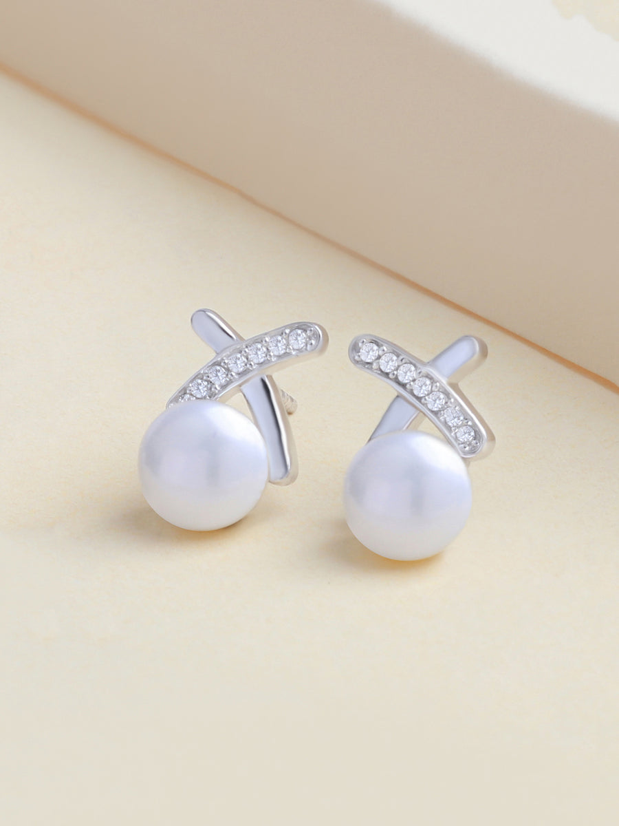 White Natural Pearl Earring For Women