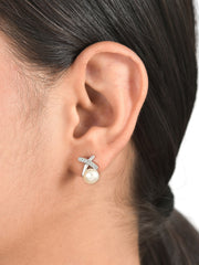 White Natural Pearl Earring For Women
