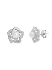 Natural Pearl Flower Stud Earring For Women-3