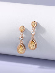 Natural Citrine Pear Drop Earrings in Gold