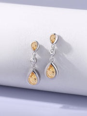 Natural Citrine Pear Drop Earrings in Gold