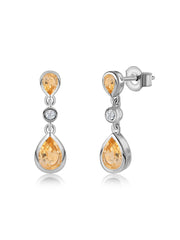 Natural Citrine Pear Drop Earrings in Gold